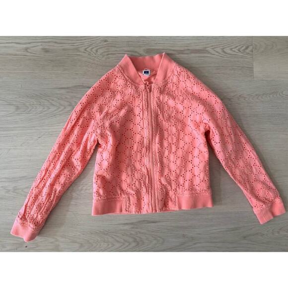 Janie and Jack Girls Size 8 Pink Eyelet Lightweight Jacket - Picture 1 of 2